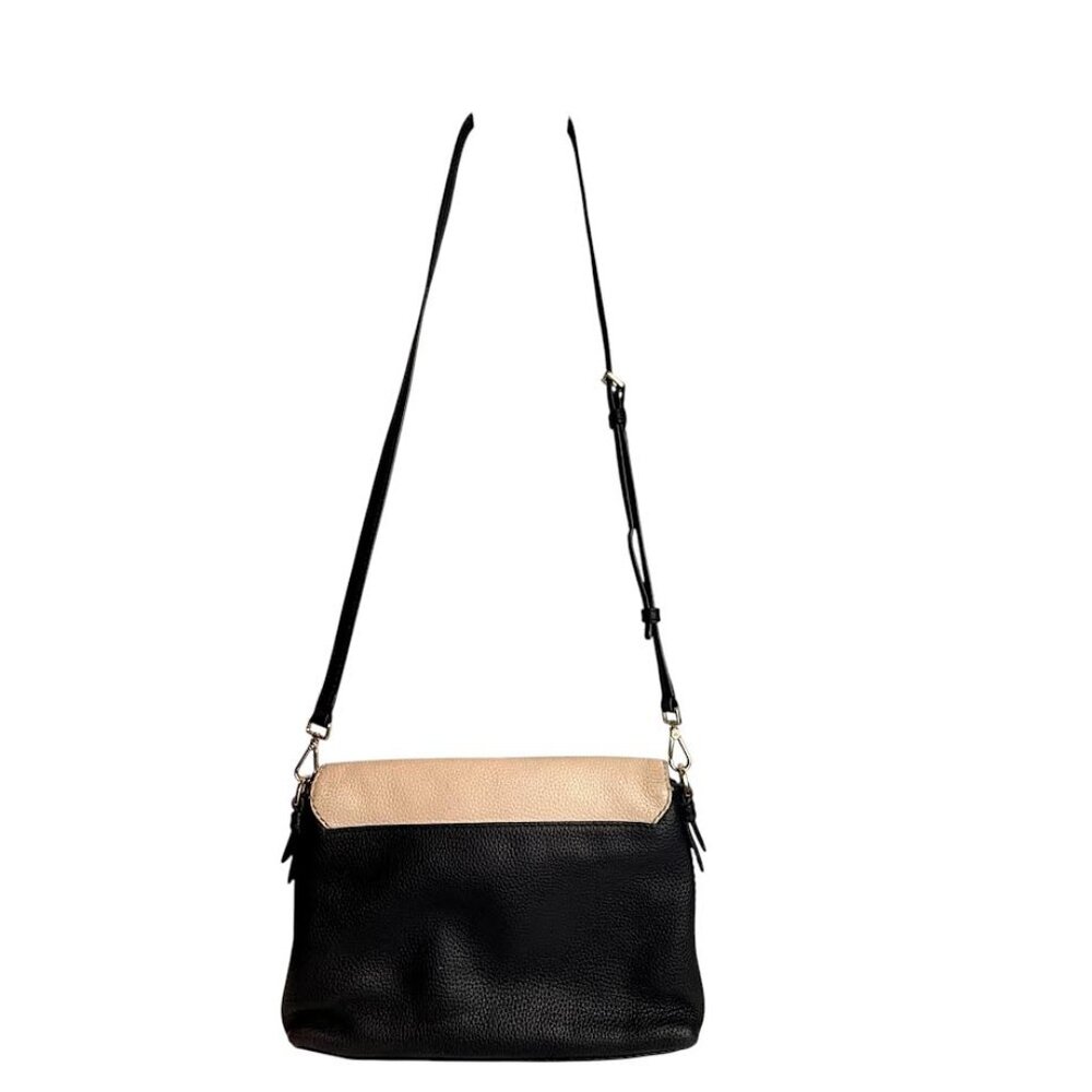 Kate Spade Black & Cream Pebbled Leather Shoulder Bag Crossbody Adjustable Strap - Picture 2 of 13